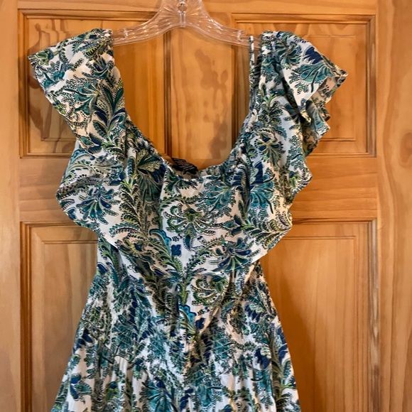 Floral Blue and White Midi Dress - Picture 2 of 4